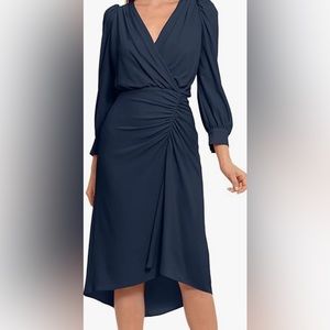 Navy Blue Maggy London Women's Long Sleeve Catalina Crepe Dress